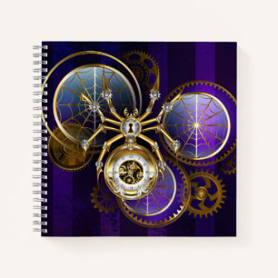 Steampunk Spider im Lila Hintergrund Notizbuch