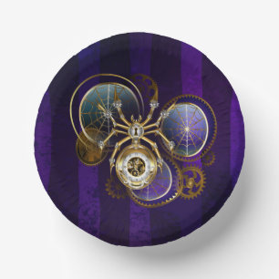 Steampunk Spider im Lila Hintergrund Pappteller