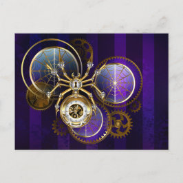 Steampunk Spider im Lila Hintergrund Postkarte