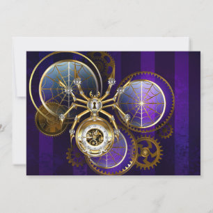 Steampunk Spider im Lila Hintergrund Save The Date