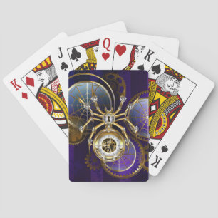 Steampunk Spider im Lila Hintergrund Spielkarten