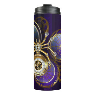 Steampunk Spider im Lila Hintergrund Thermosbecher