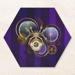 Steampunk Spider im Lila Hintergrund Untersetzer
