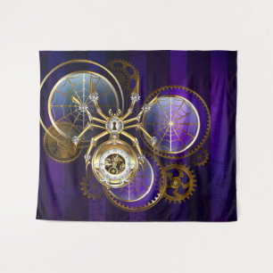 Steampunk Spider im Lila Hintergrund Wandteppich