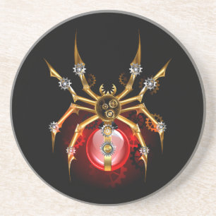 Steampunk spider on black getränkeuntersetzer