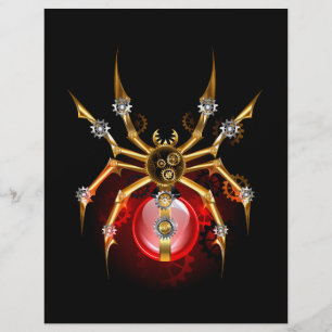 Steampunk-Spinne auf Schwarz Flyer
