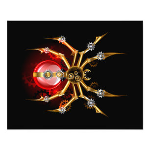 Steampunk-Spinne auf Schwarz Fotodruck