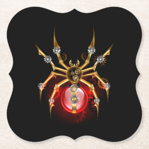 Steampunk-Spinne auf Schwarz Untersetzer