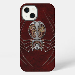 Steampunk-Spinne auf Tiefrot iPhone Hülle
