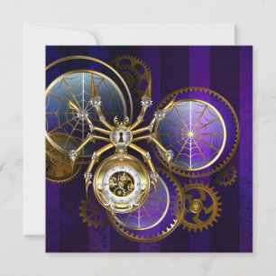 Steampunk-Spinne auf violettem Hintergrund Einladung