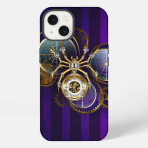 Steampunk-Spinne auf violettem Hintergrund iPhone Hülle