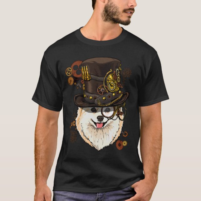 Steampunk Spitz Dog Steampunk Lovers T-Shirt (Vorderseite)