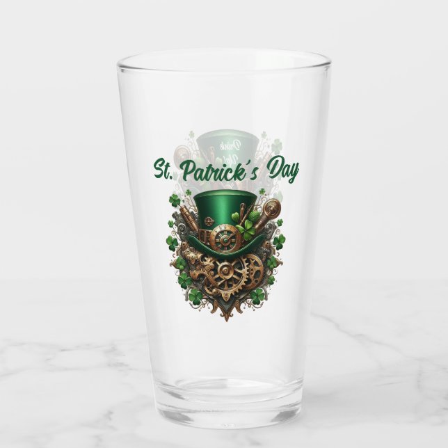 Steampunk St Patrick's Day Drink Up Glas (Rückseite)