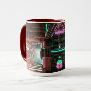 Steampunk-Stadt Neon-Korridor SciFi-Tasse Tasse