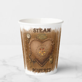 Steampunk Steam Powered Heart Pappbecher