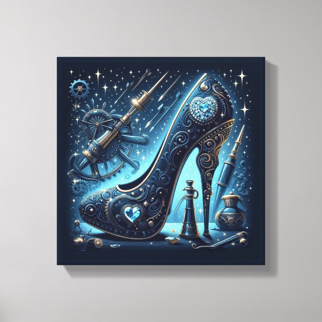 Steampunk Style Stiletto High Heel Leinwanddruck (Vorderseite)