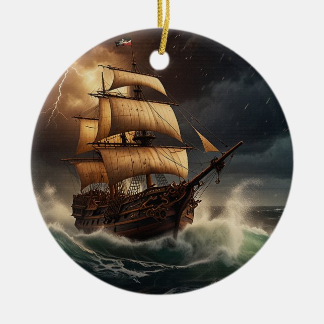 Steampunk Submersible Ocean Liner Keramik Ornament (Vorne)