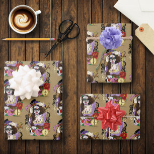 Steampunk Sugar Skull Geschenkpapier Set