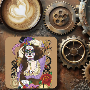 Steampunk Sugar Skull Untersetzer