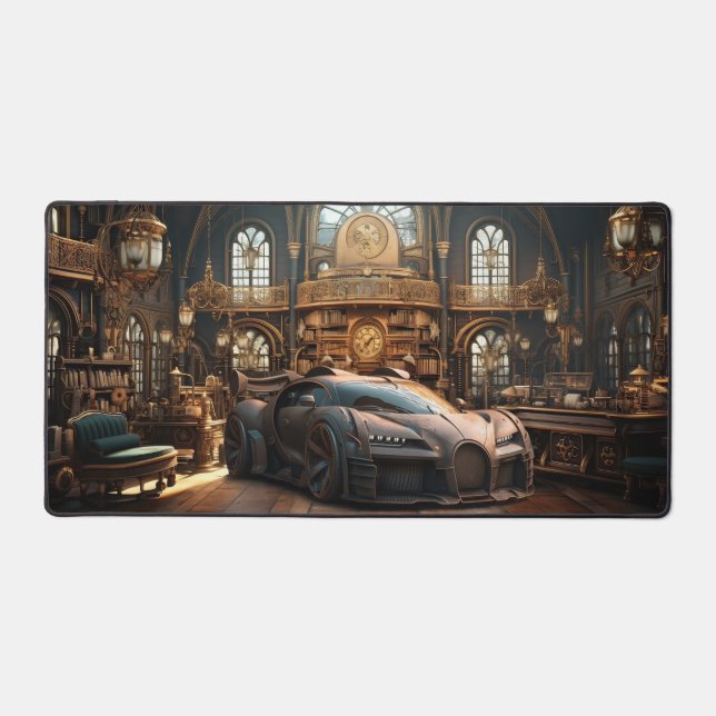 Steampunk Super Car Speed Auto Desk Mat Schreibtischunterlage (Vorderseite)