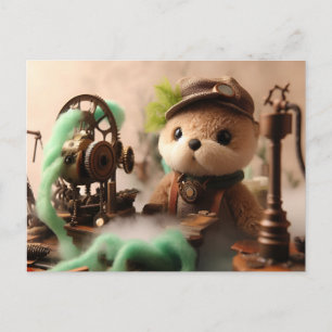 Steampunk süßer Otter arbeitet an Maschinen Postkarte