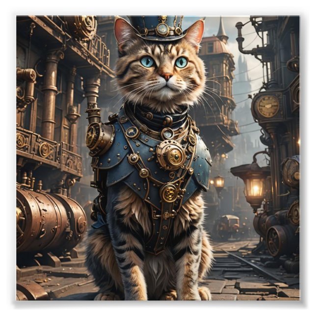 Steampunk Tabby Cat Fotodruck (Vorne)