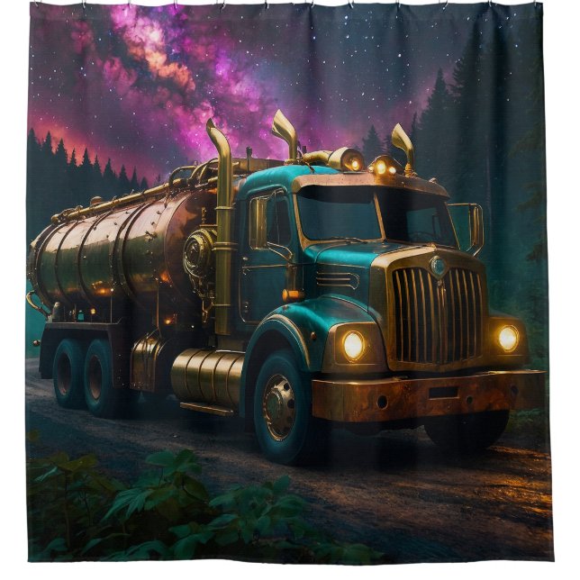 Steampunk Tanker Truck Duschvorhang (Vorderseite)
