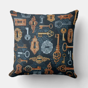 Steampunk-Tasten und Tastenhalterungen Muster-Thro Kissen