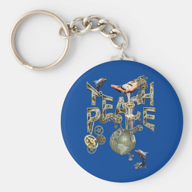 Steampunk Teach Peace T - Shirt Trucker Hat Schlüsselanhänger (Vorne)