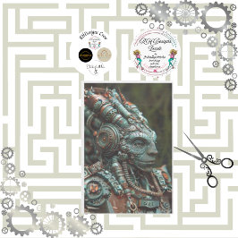 Steampunk Teal Orange Eidechse Decoupage Seidenpapier