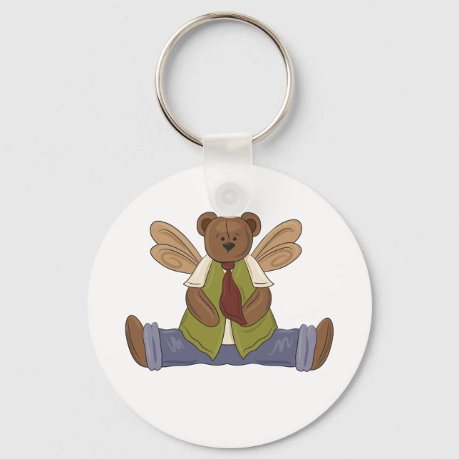 Steampunk Teddy Bear mit Fairy Wings Schlüsselanhänger (Vorderseite)