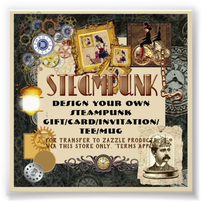 STEAMPUNK Template-Übertragung auf jedes Geschenk/ Fotodruck (Vorne)