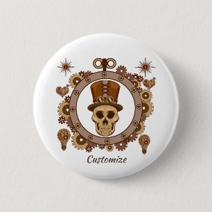 Steampunk Theme Top Hat Skull Thunder_Cove Button