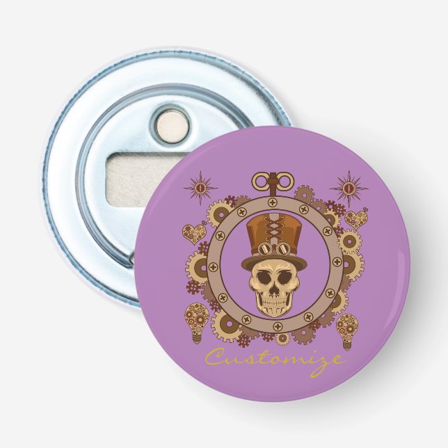 Steampunk Theme Top Hat Skull Thunder_Cove Flaschenöffner (Vorderseite)