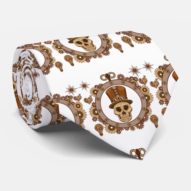 Steampunk Theme Top Hat Skull Thunder_Cove Krawatte (Gerollt)