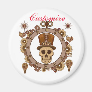Steampunk Theme Top Hat Skull Thunder_Cove Magnet