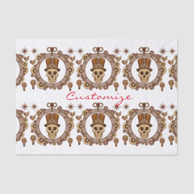 Steampunk Theme Top Hat Skull Thunder_Cove Seidenpapier (Vorderseite)