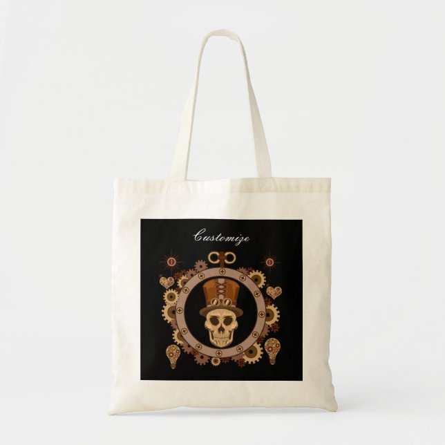 Steampunk Theme Top Hat Skull Thunder_Cove Tragetasche (Vorne)