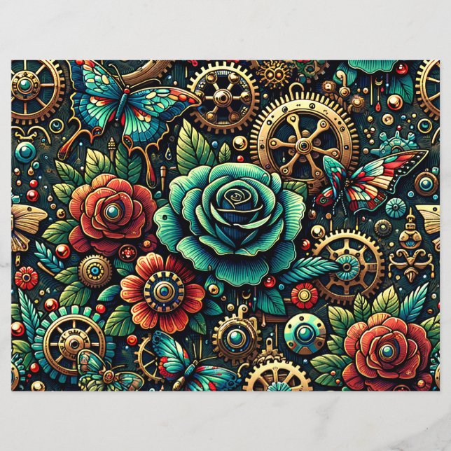 Steampunk Themed Doppelseitiges Scrapbook (Vorderseite)