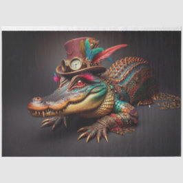 Steampunk TicTok Alligator Decoupage Seidenpapier