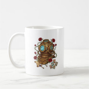 Steampunk-Tiefseetaucherhelm Fantasy-Illustration Kaffeetasse
