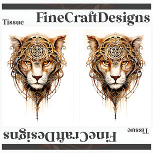 Steampunk Tiger Metallräder Decoupage LR 136 Seidenpapier
