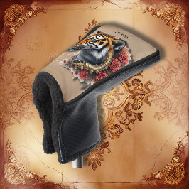 Steampunk Tiger mit Rose Illustration. Golf Headcover