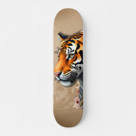 Steampunk Tiger mit Rose Illustration. Skateboard