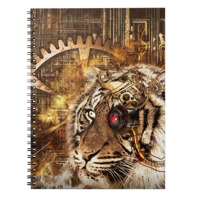 Steampunk Tiger Notizblock (Vorderseite)