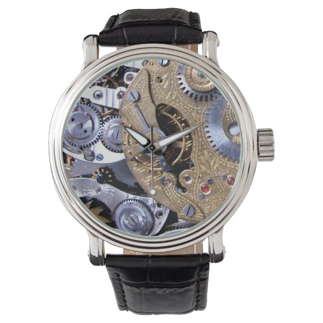 Steampunk Time - Gears Pocketwatch Messingbewegung Armbanduhr (Vorderseite)