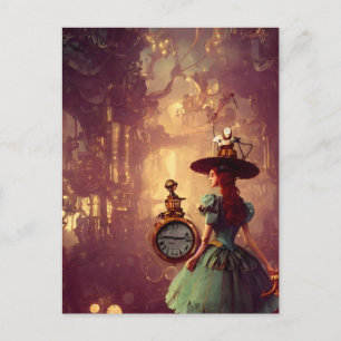 Steampunk Time Keeper Lady Postcard Postkarte