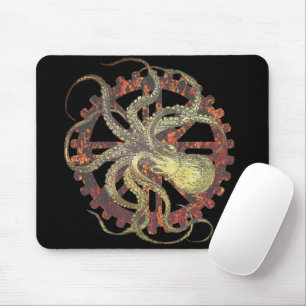 Steampunk Tintenfisch & rostiges Uhrwerk-Zahnrad-M Mousepad