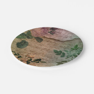 Steampunk Torn Rose Vintage Not leidende Ephemer Pappteller