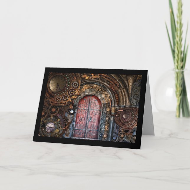steampunk Tür-Grußkarte Karte (Vorderseite)